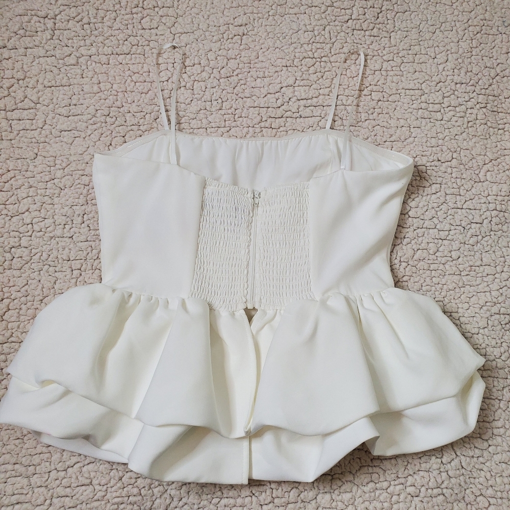 NWOT DO+BE Puffy Ruffles Strapless Top Size L Bubble Hem - Picture 6 of 16